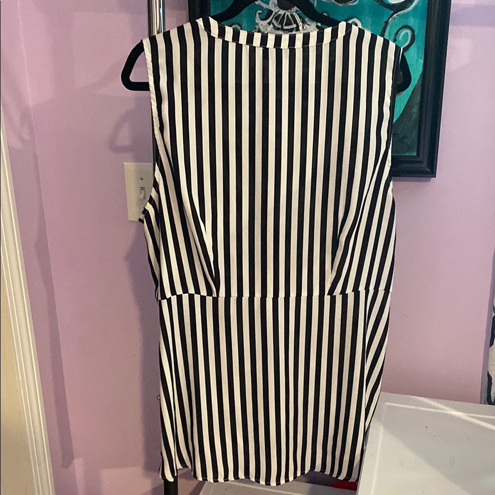 Torrid Black and White Striped Sleeveless Blouse - Picture 2 of 7